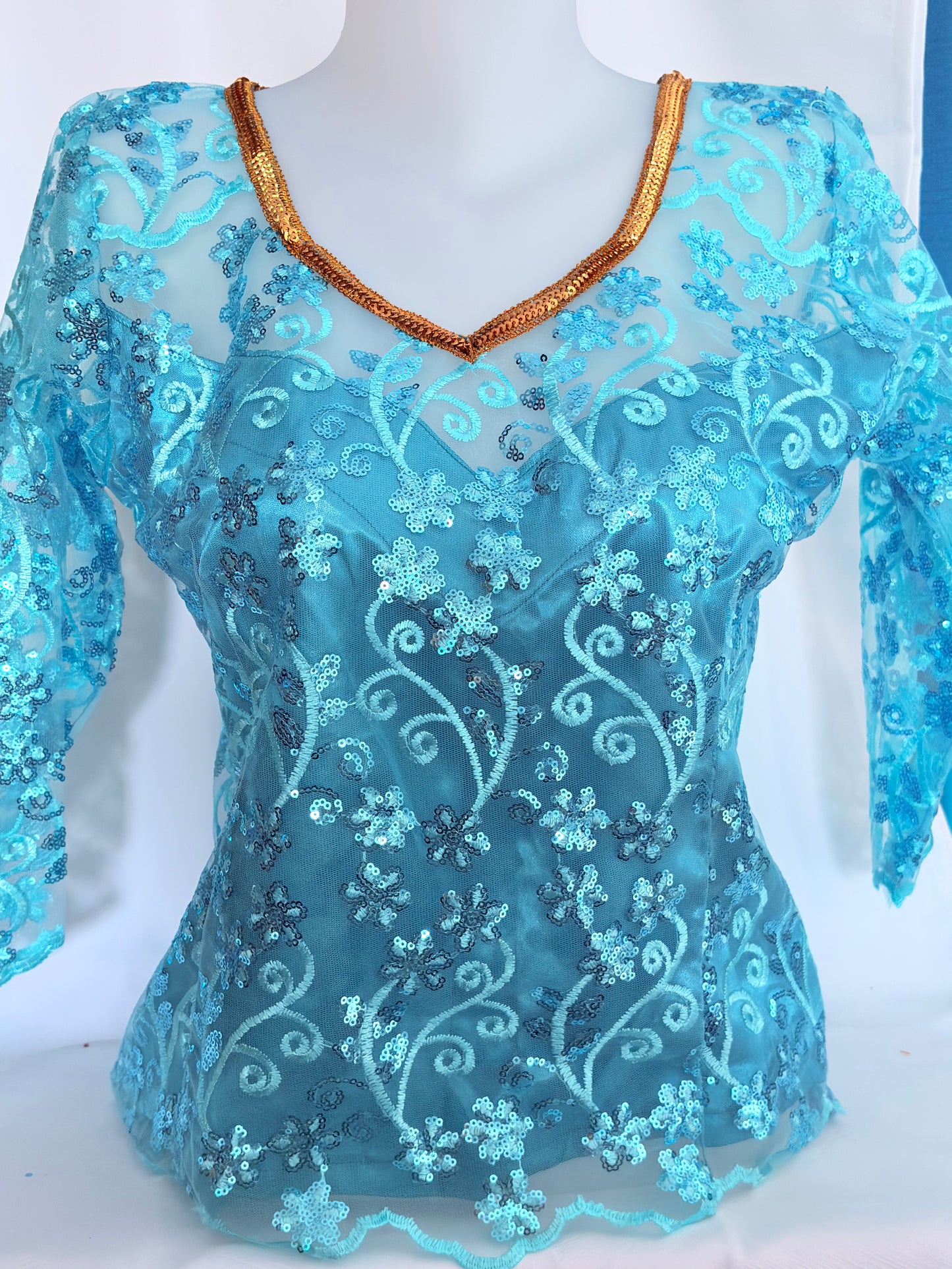 Body dentelle bleu ciel